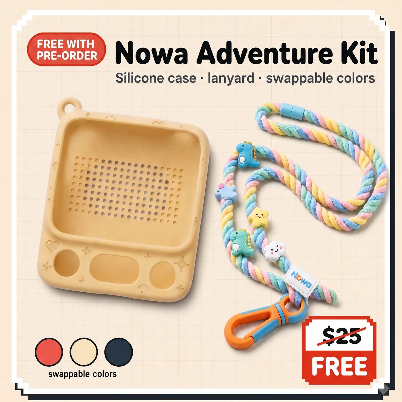 The Adventure Kit: silicone case and rainbow lanyard with charms